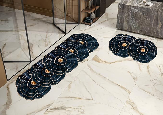 3D Floral  Anti-Skid Floor Mat set of 2 ( 1runner + 1 mat)