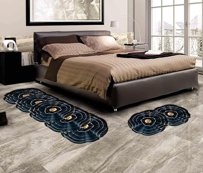 3D Floral  Anti-Skid Floor Mat set of 2 ( 1runner + 1 mat)