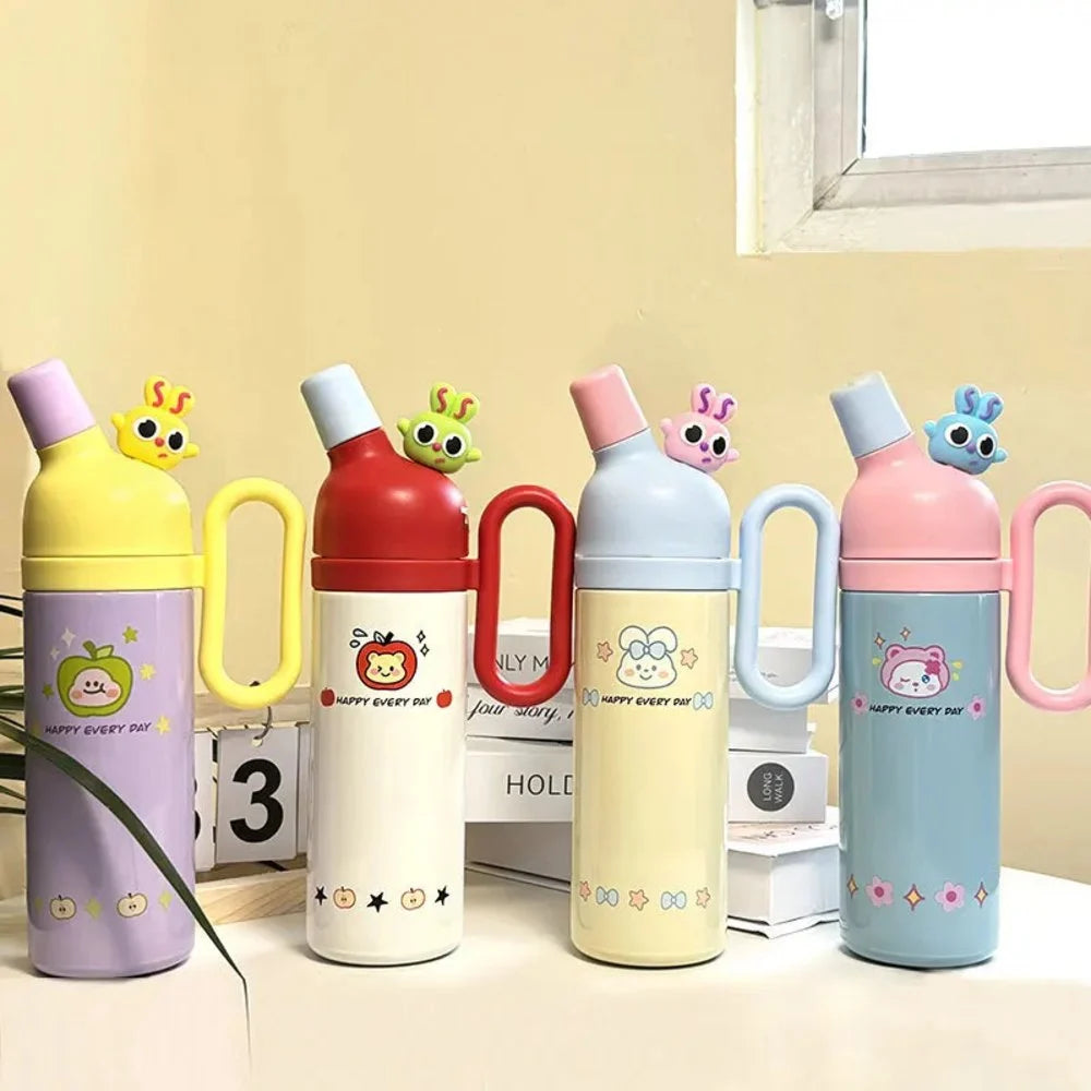 Cute Cartoon Stainless Steel Water Bottle with Handle 800ml