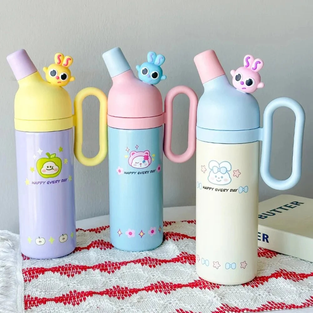 Cute Cartoon Stainless Steel Water Bottle with Handle 800ml