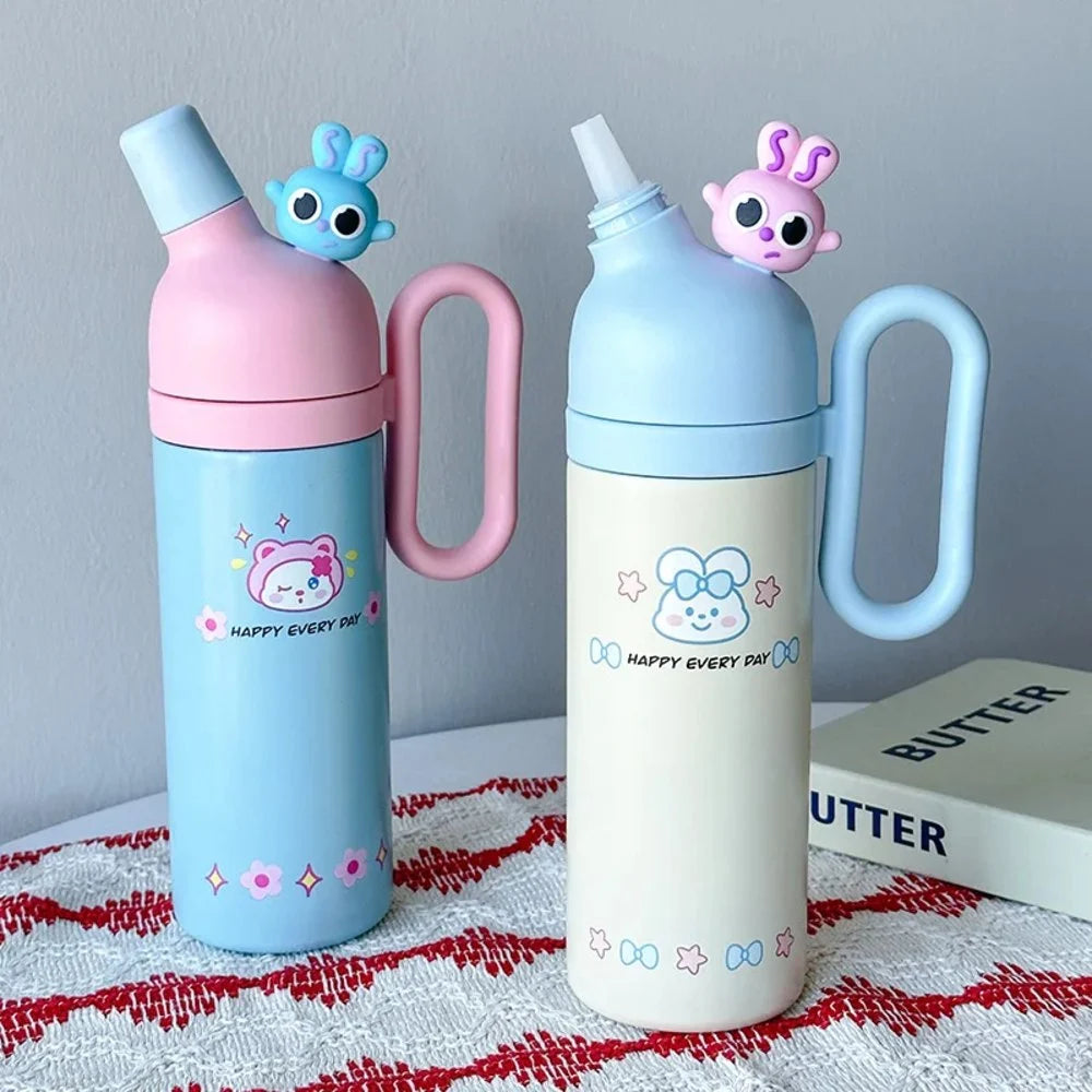 Cute Cartoon Stainless Steel Water Bottle with Handle 800ml
