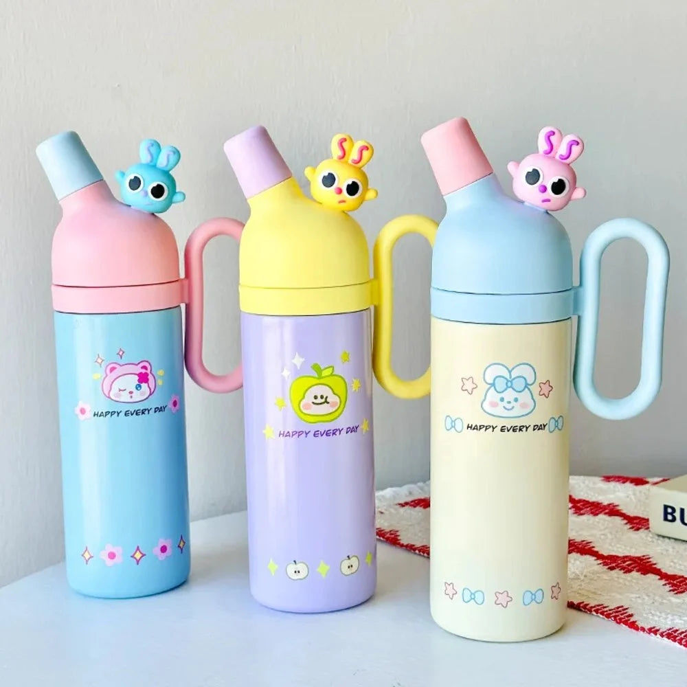 Cute Cartoon Stainless Steel Water Bottle with Handle 800ml