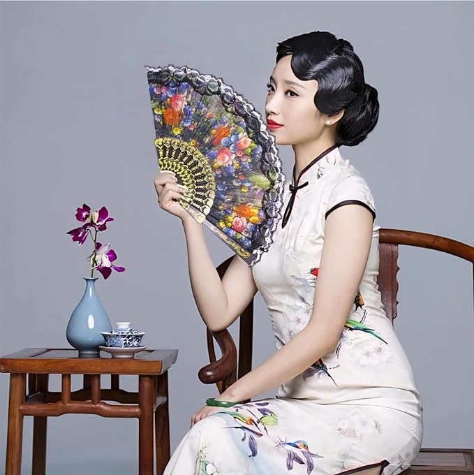 Vintage Floral Hand Fan(1pc)