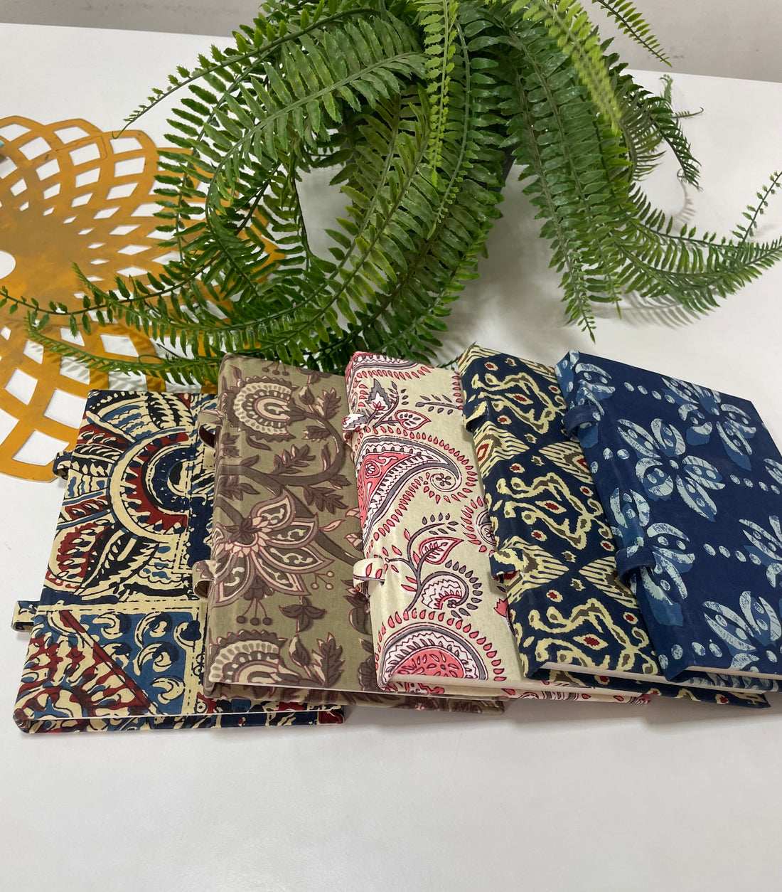 Hand Block Printed Fabric Journal Handbound Notebook