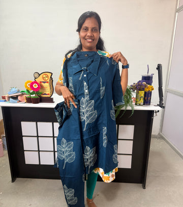 Daily wear Jaipur cotton Co-ords set with button- dark blue colour  (3XL TO 5XL)