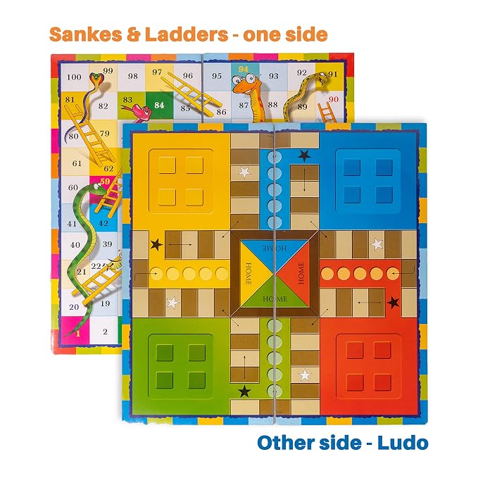 2 IN 1 Wooden Ludo Snakes & Ladders board