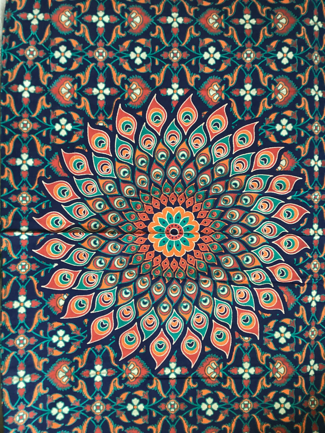 King size Peacock feather bed spread