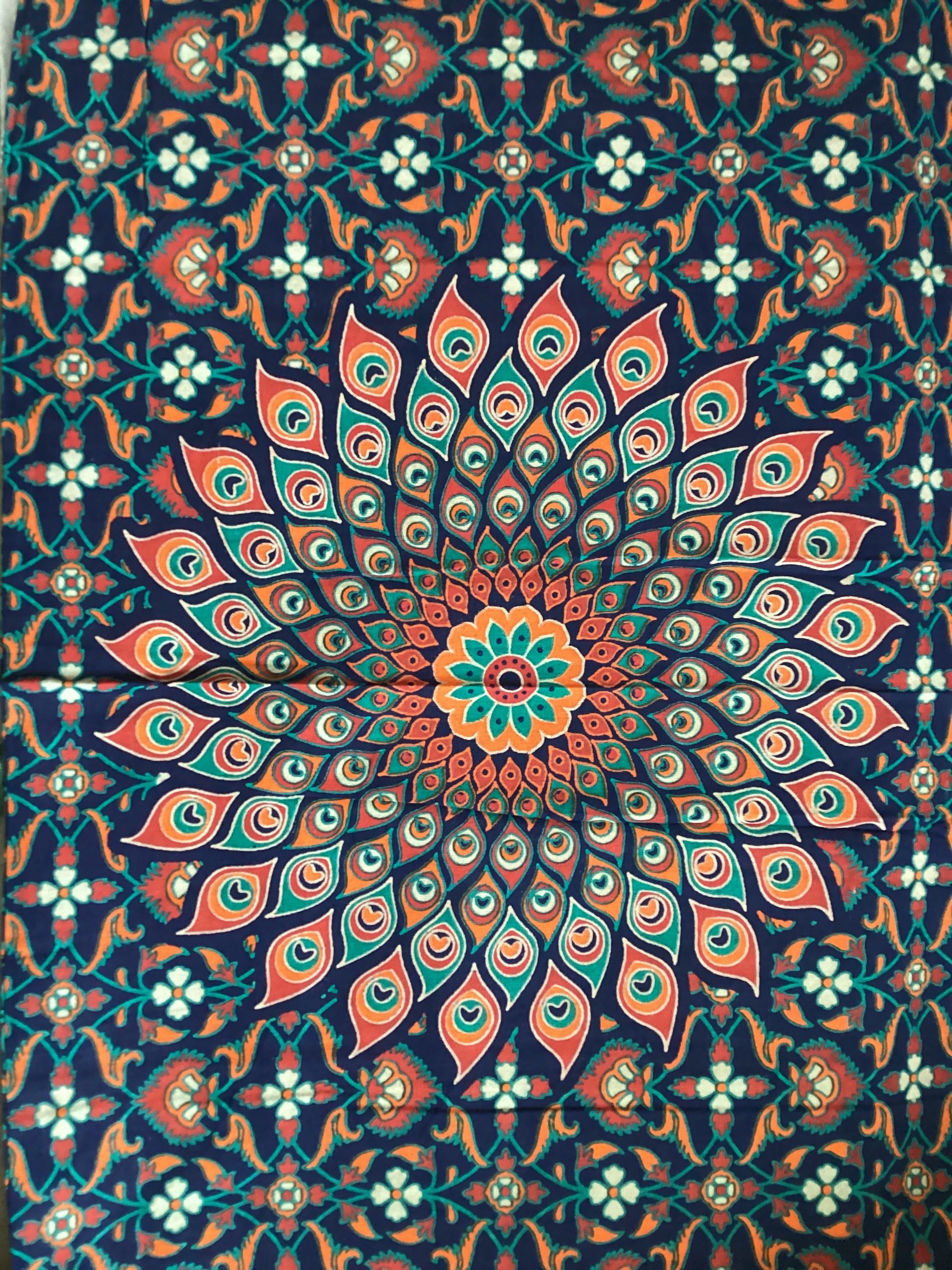 King size Peacock feather bed spread
