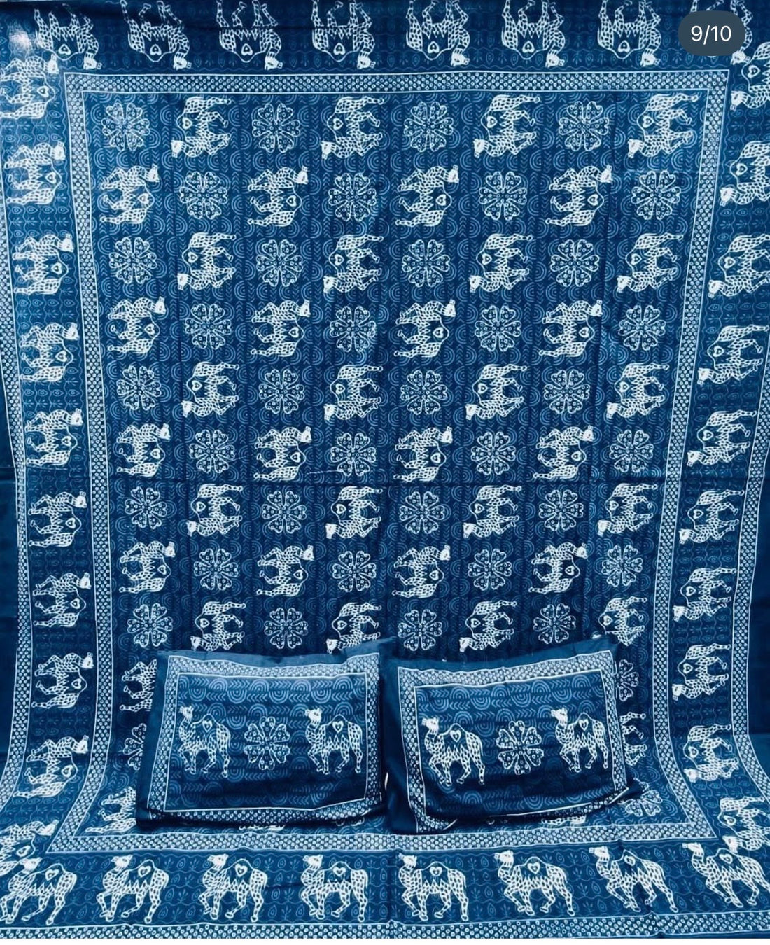 Indigo pure cotton hand block print Bed spread preorder 1 week dispatch time