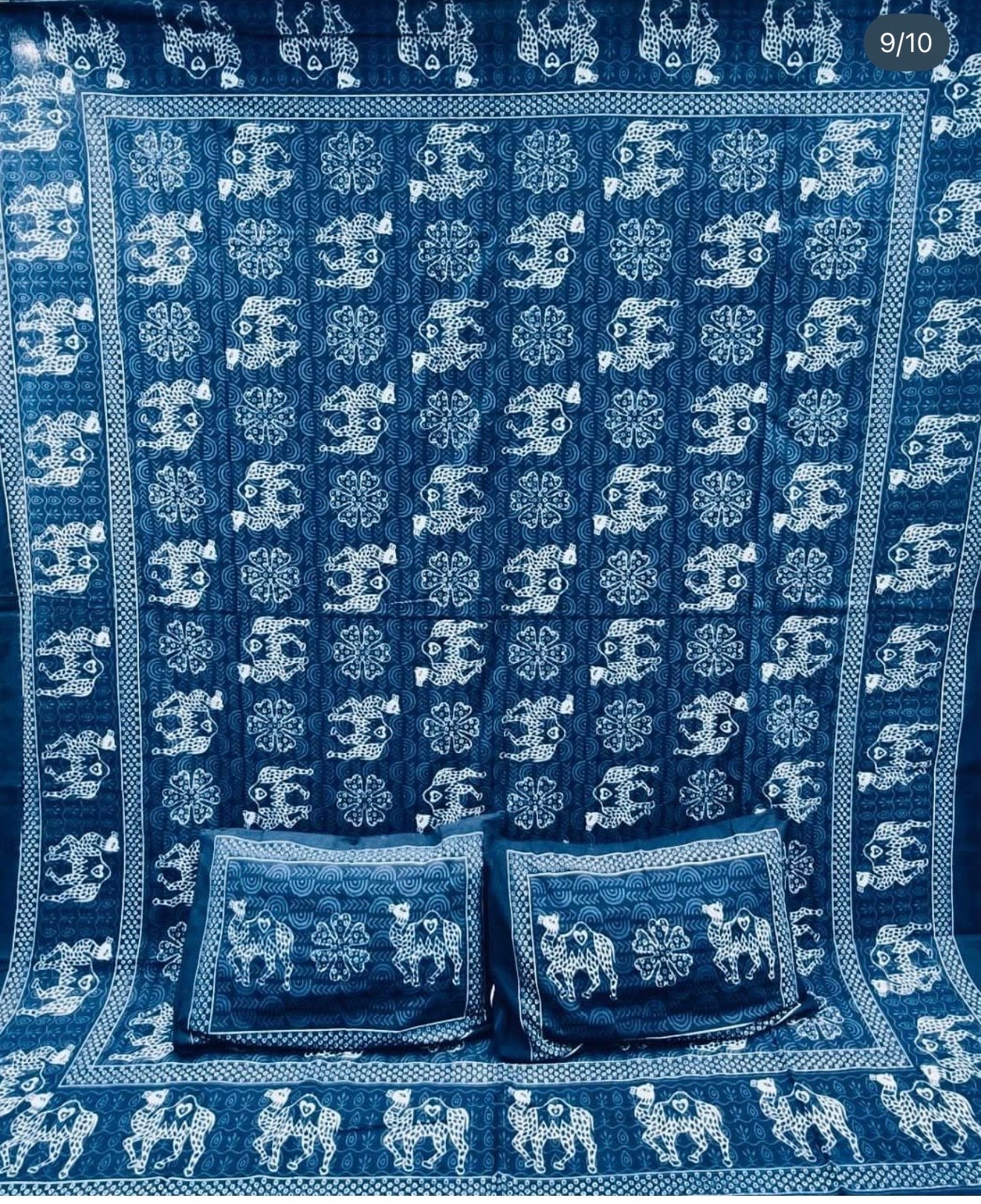 Indigo pure cotton hand block print Bed spread preorder 1 week dispatch time