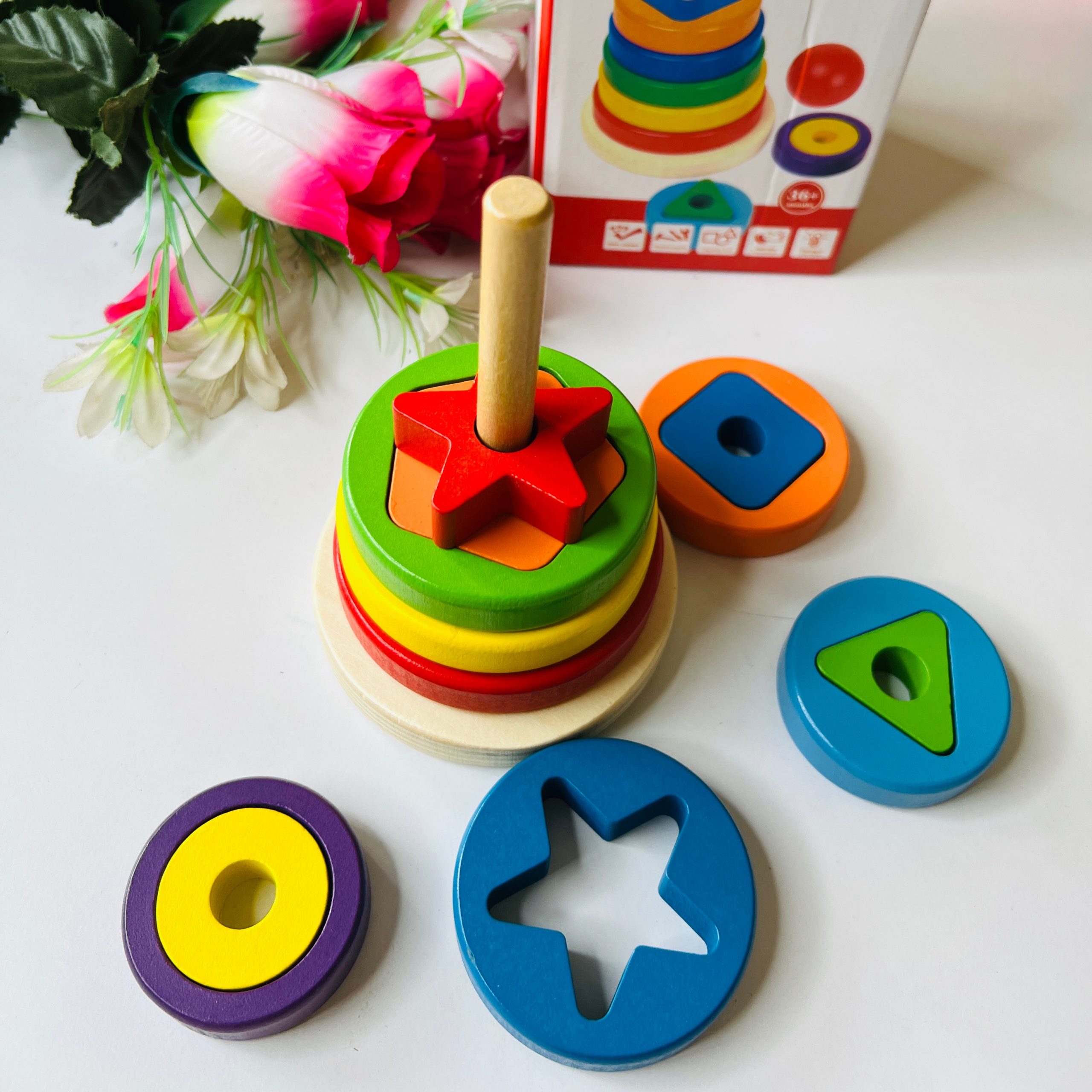 Rainbow Tower With Shapes