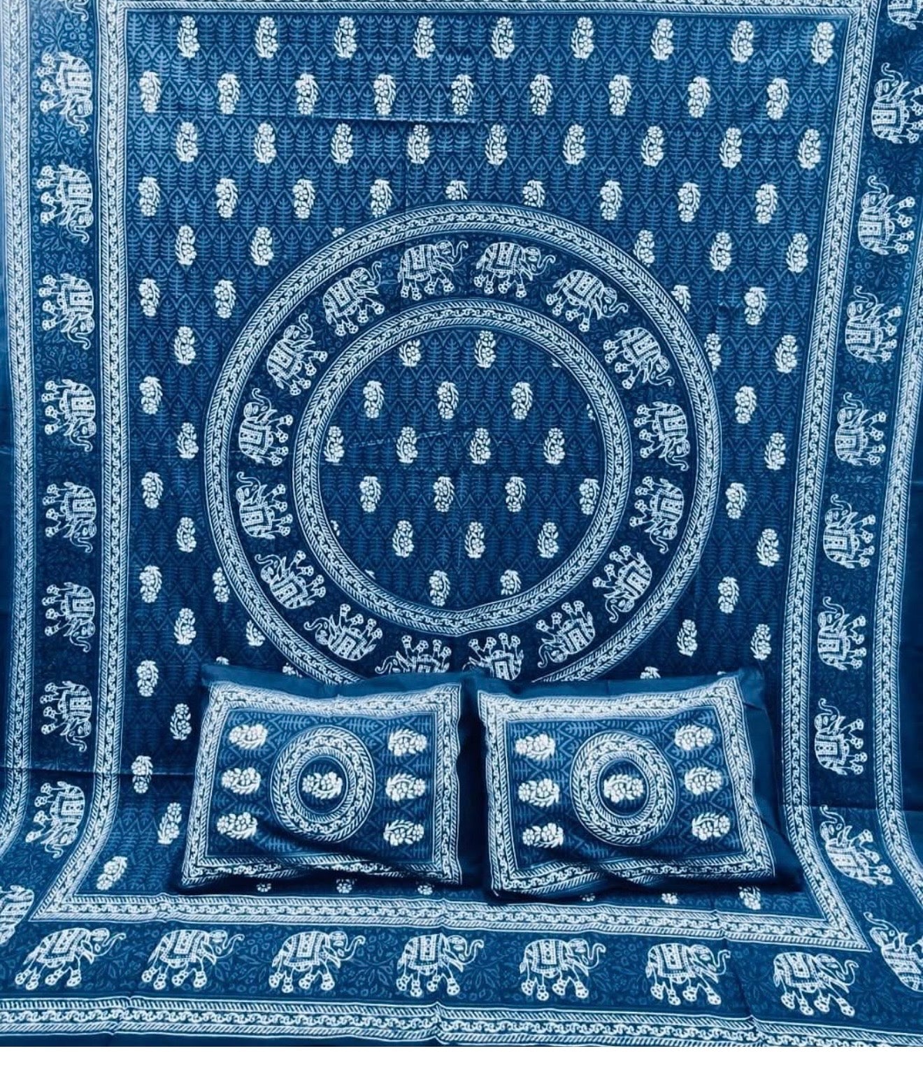Indigo pure cotton hand block print Bed spread preorder 1 week dispatch time