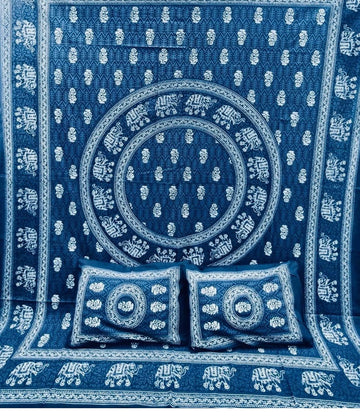 Indigo pure cotton hand block print Bed spread preorder 1 week dispatch time
