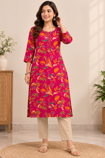 Premium Cotton Floral Print Kurti