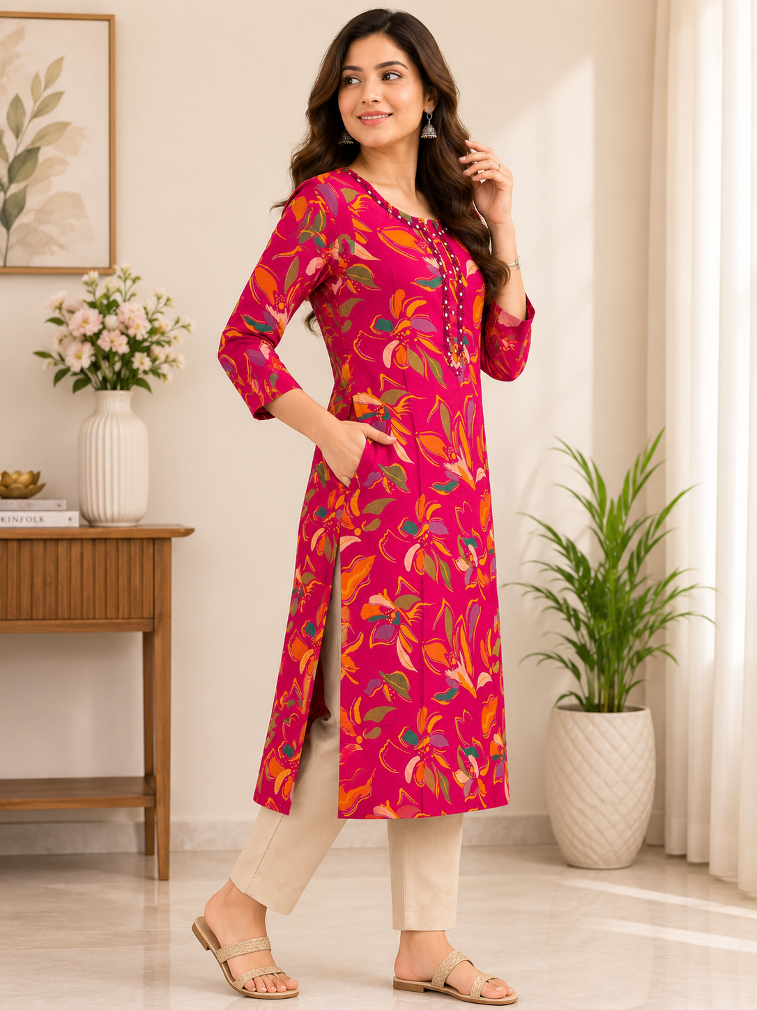 Premium Cotton Floral Print Kurti