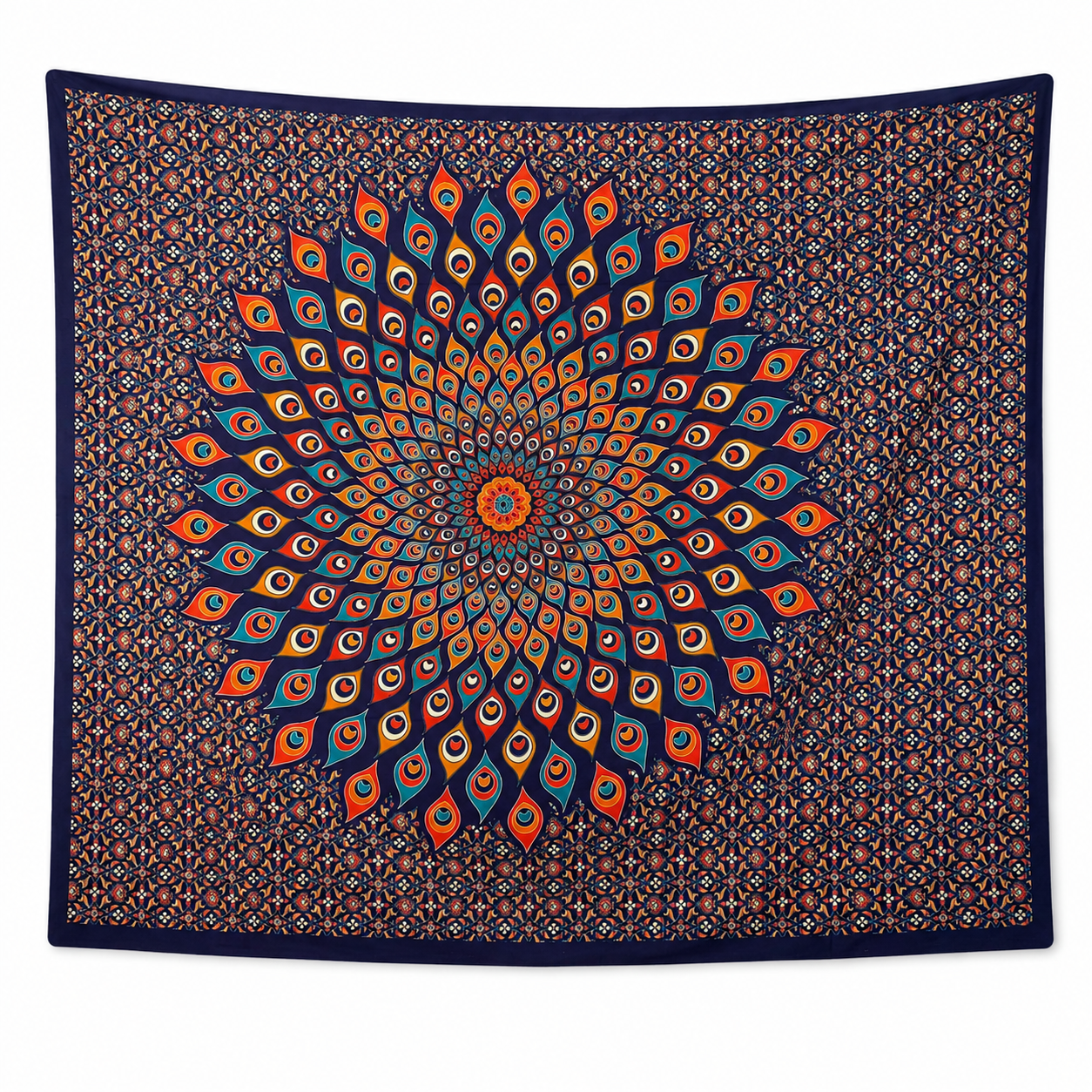 King size Peacock feather bed spread