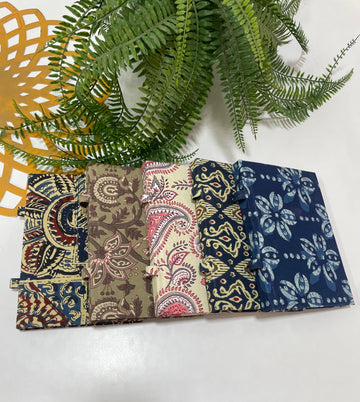 Hand Block Printed Fabric Journal Handbound Notebook