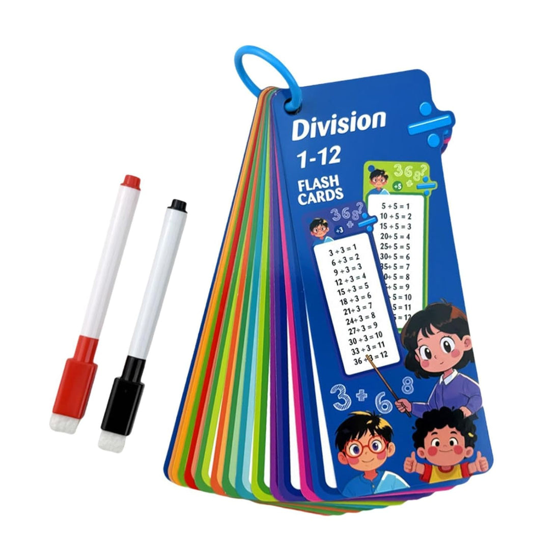 Division 1-12 Table Math Flash Cards