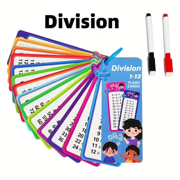 Division 1-12 Table Math Flash Cards