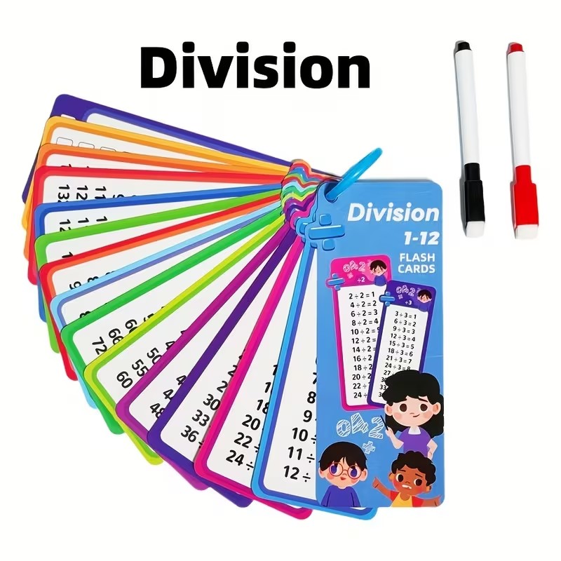 Division 1-12 Table Math Flash Cards