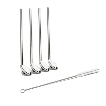 4 Set Stainless Steel Straw Spoon