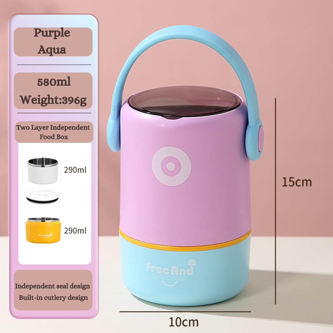 Double Layer Stainless Steel Lunch box (1pc)