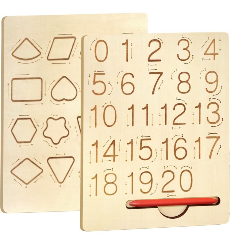 Double Sided Wooden Tracing Boards Shapes / Numbers