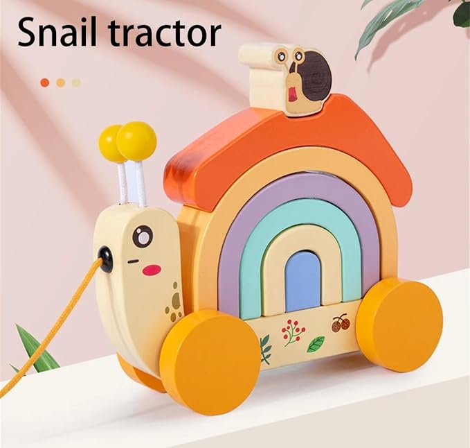 Wooden snail rainbow stacker