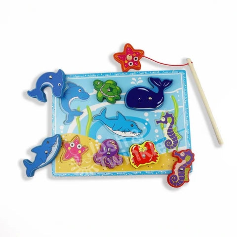 Wooden Magnetic Fishing and lacing with base image