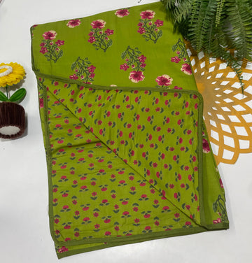 Jaipur premium cotton Dohar -  Green(1pc)