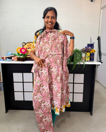 Daily wear Jaipur cotton Co-ords set with button- onion colour  (3XL TO 5XL)