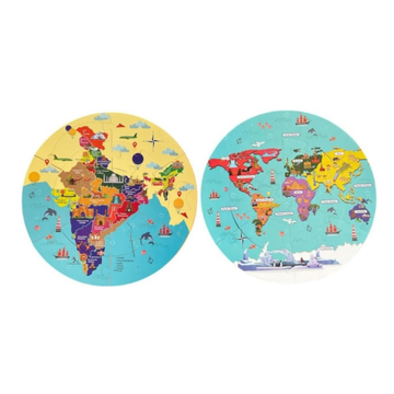 2 in 1 India and World map foam puzzle