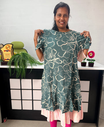 Floral Print Cotton top with back button