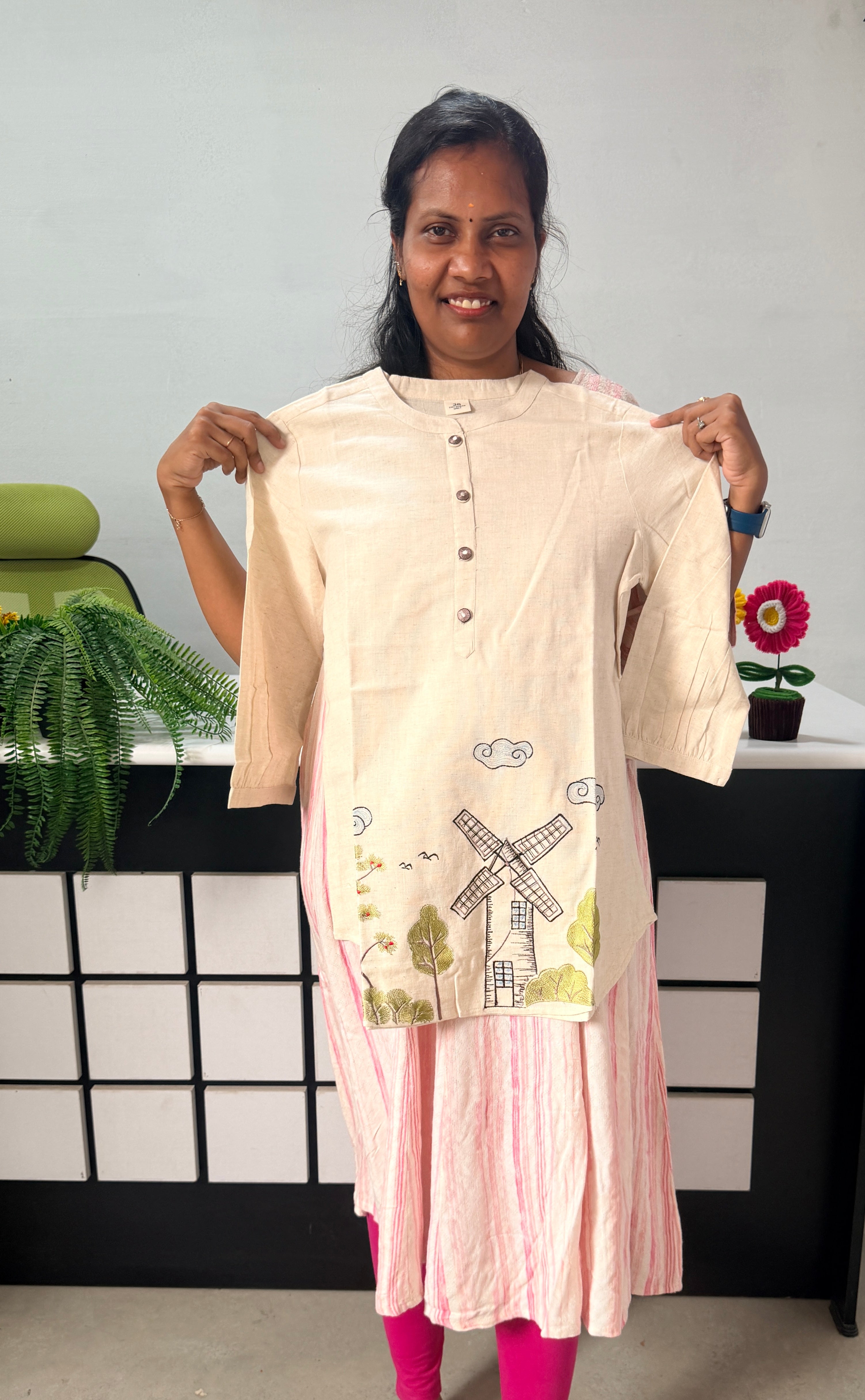 Premium cotton Embroidered Short Kurti