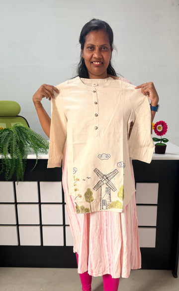 Premium cotton Embroidered Short Kurti