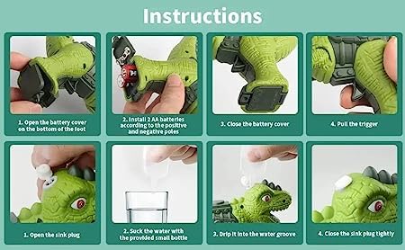 Dinosaur Water Spray Guns with Light(Multicolor)