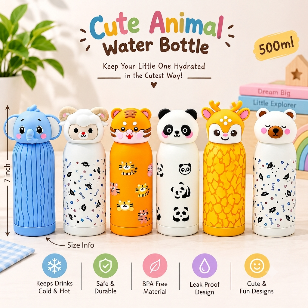 Mini 3D Animal Steel Bottle (280ml)