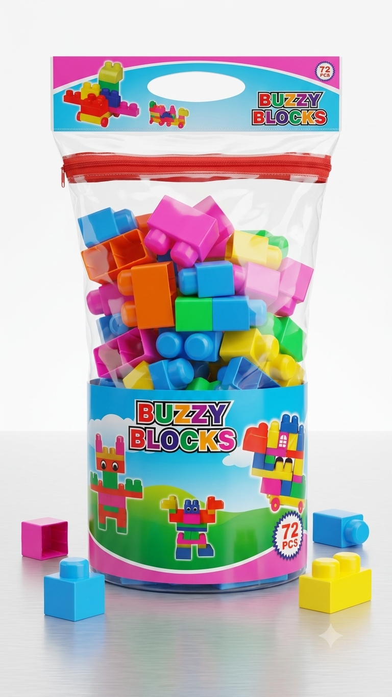 Jumbo Buzzy Blocks (72pcs)