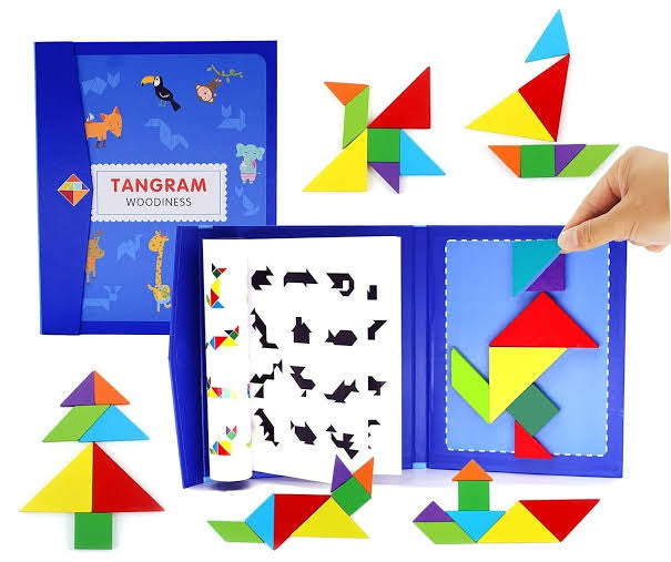 Magnetic tangram book