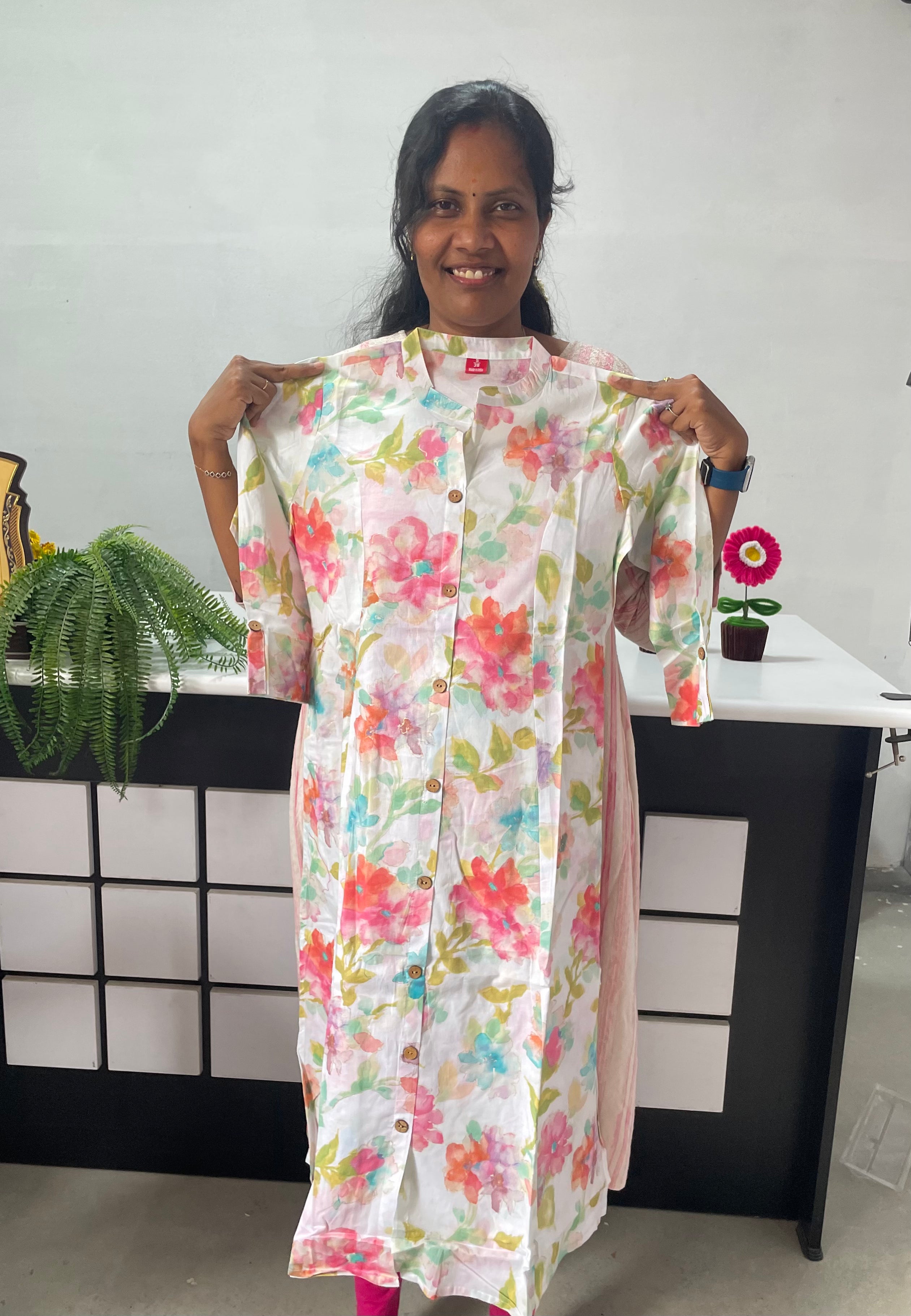 Premium Jaipur Cotton A-Line Kurti - Floral