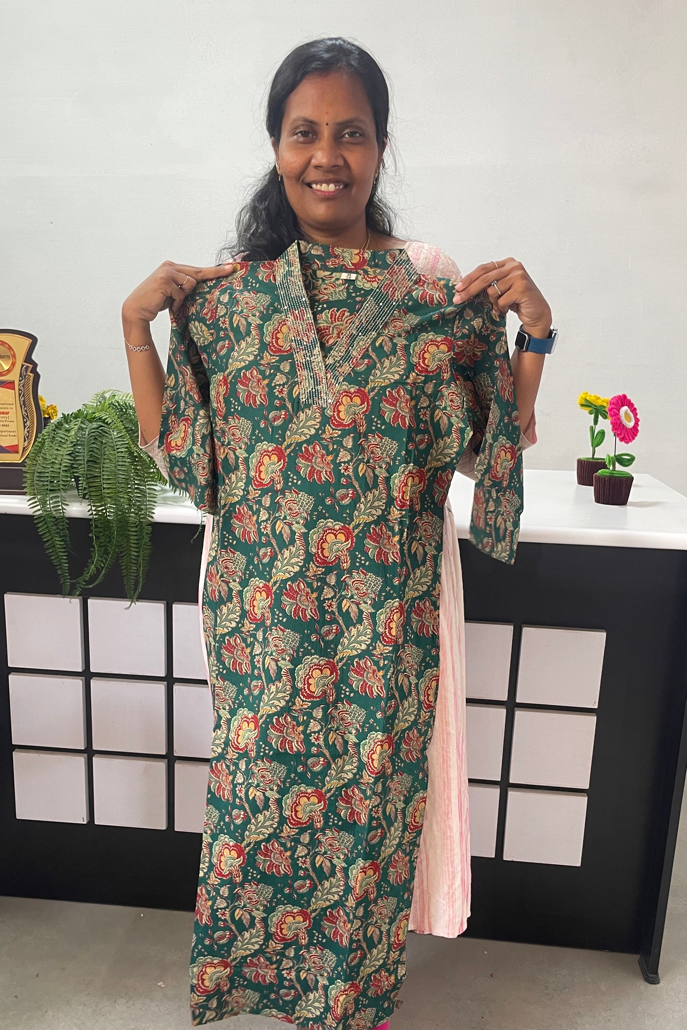 Daily wear  Cotton Floral Print A-Line Kurti