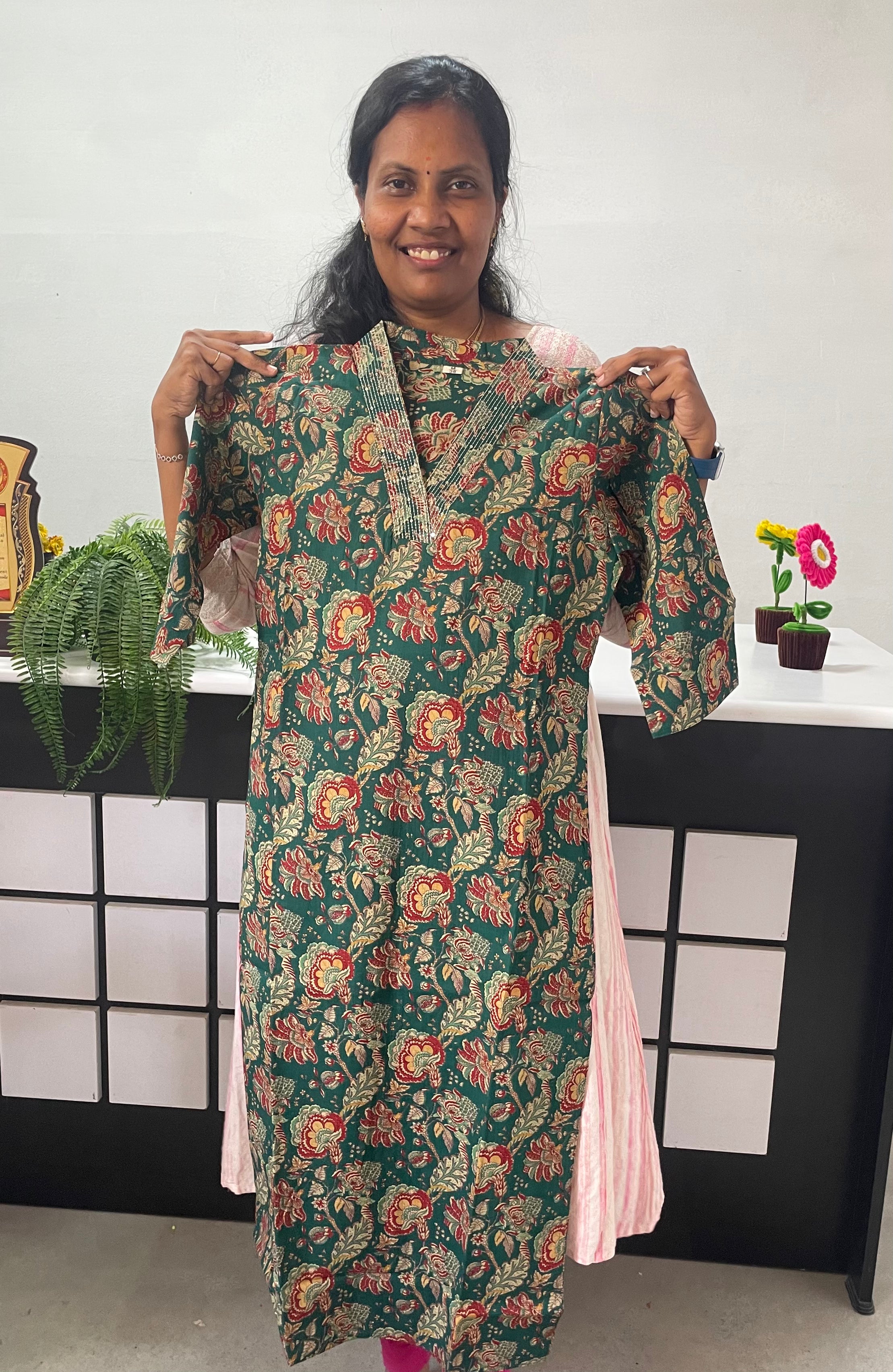 Daily wear  Cotton Floral Print A-Line Kurti
