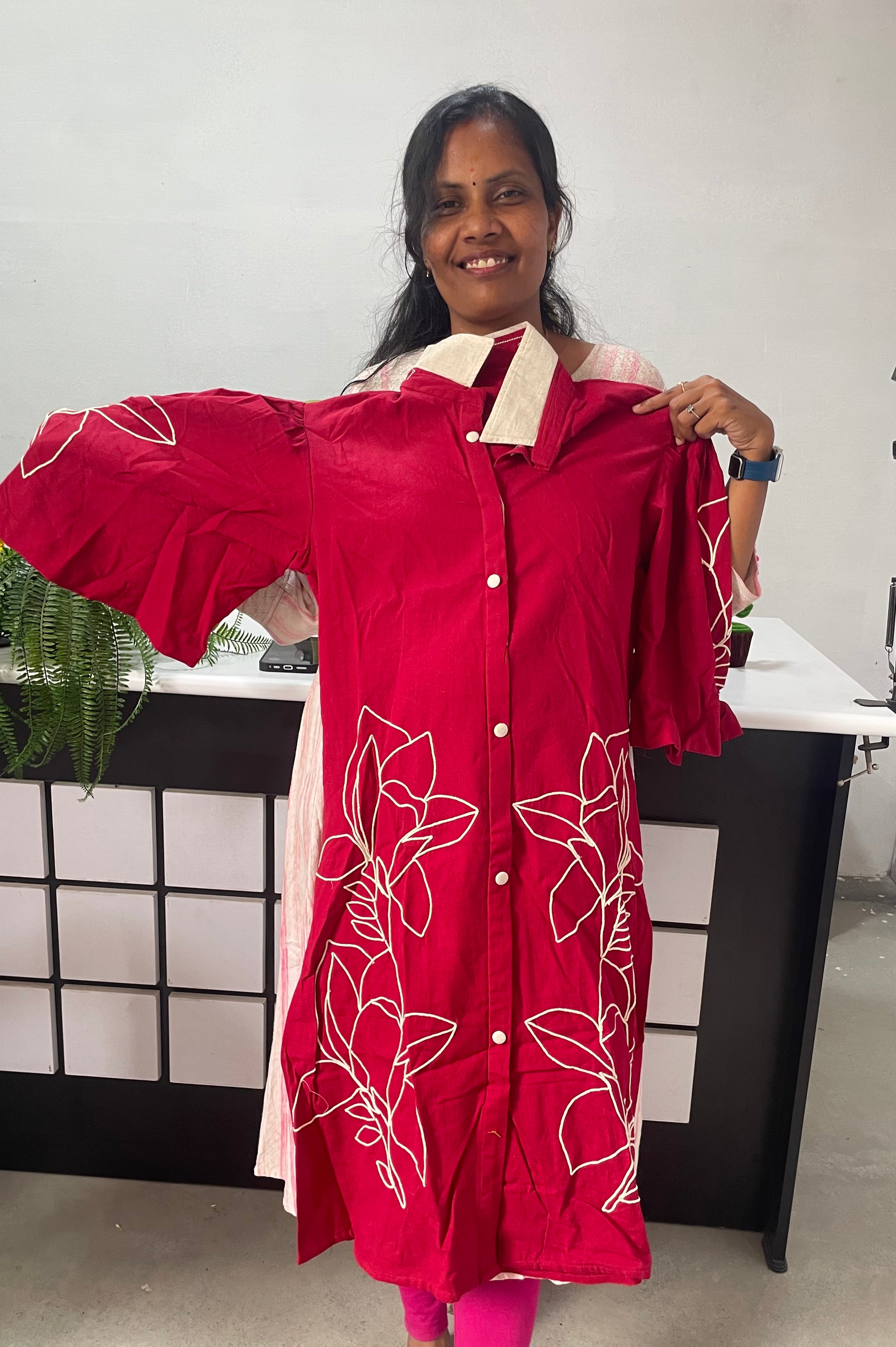 Premium embroidered cotton Kurti with butterfly hand