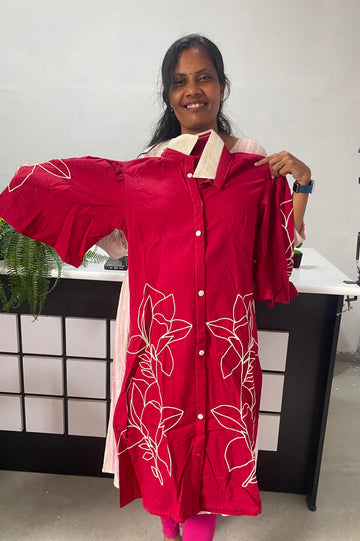 Premium embroidered cotton Kurti with butterfly hand