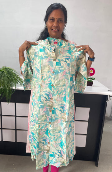 Premium Jaipur Cotton A-Line Kurti-Blue