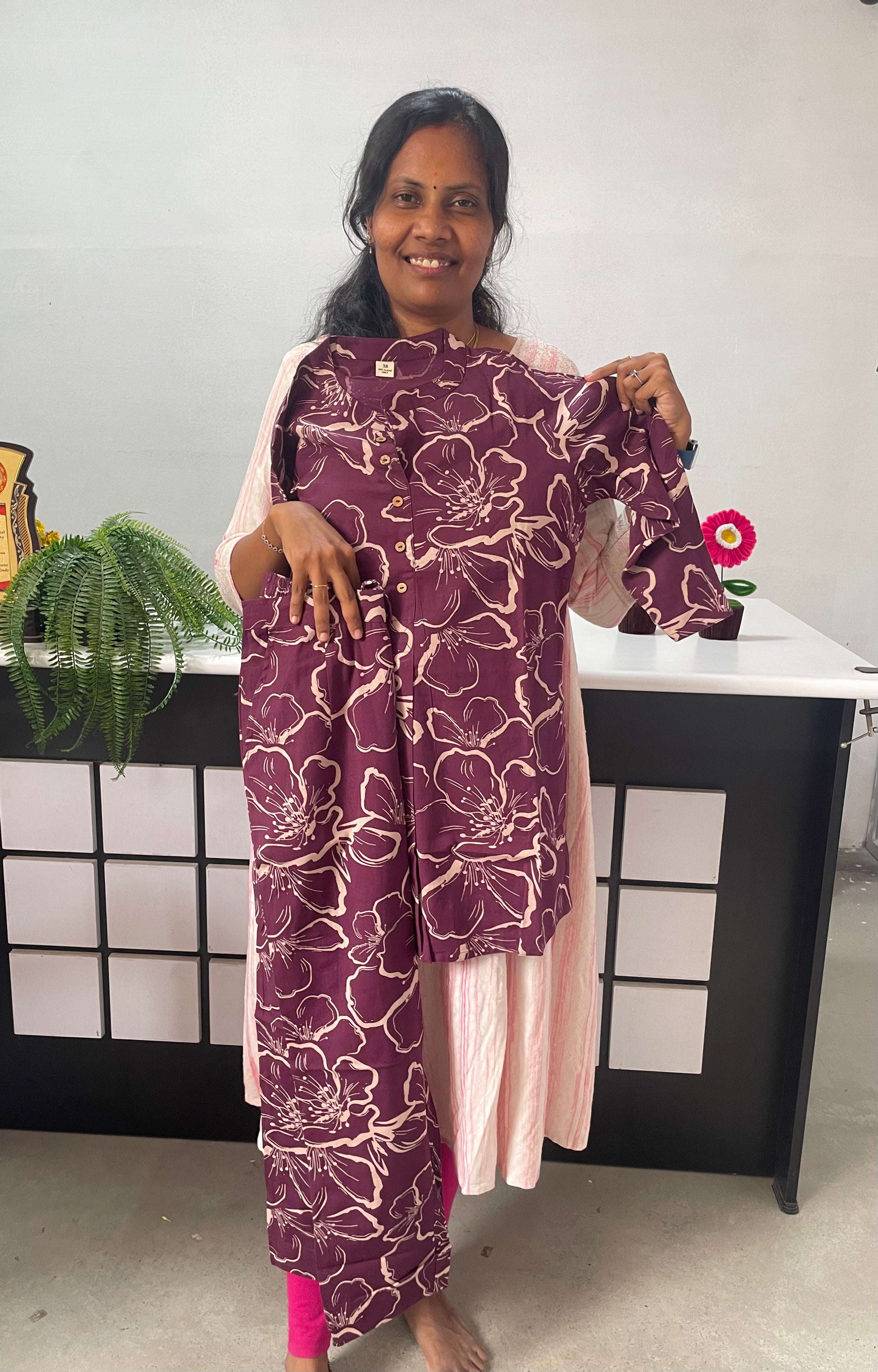 Premium Jaipur Cotton Printed Co-ords - Magenta(2pc)