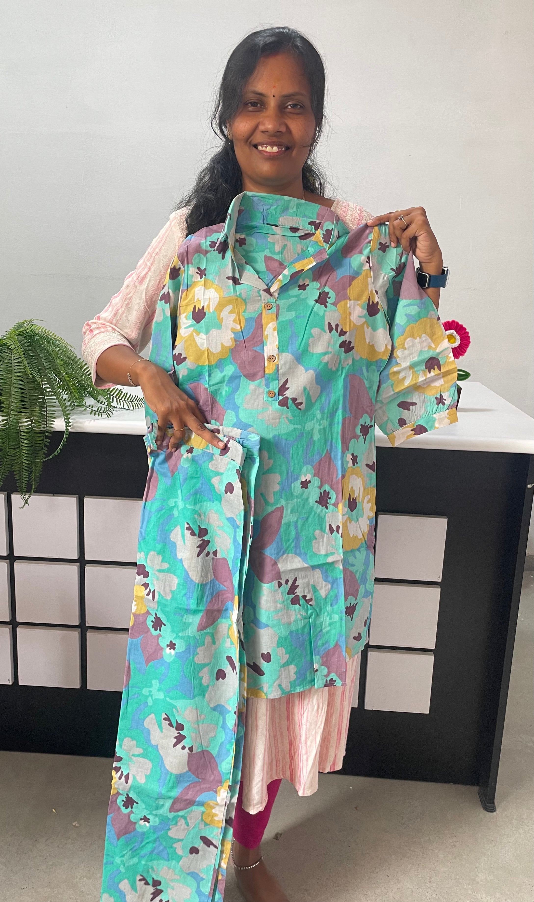 Premium Cotton Printed Co-ords - Blue (2pc)