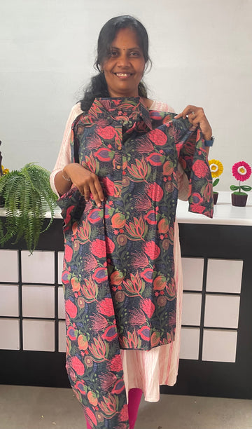 Printed Co-Ords(2pc)- Blue with pink