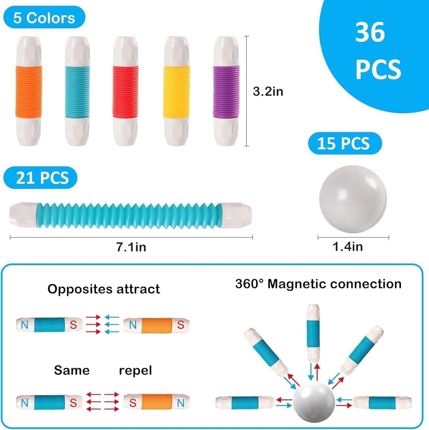Flexible Magnetic Sticks Building Blocks (36 pcs)