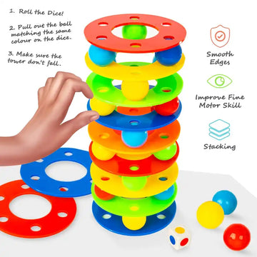 Rainbow Tower Ball |12 Rings, 42 Balls, 1 Dice